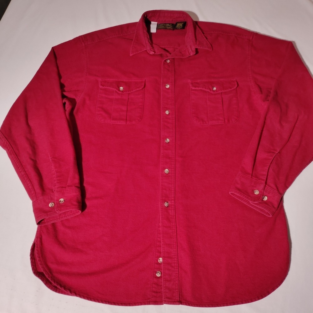 Vtg Eddie Bauer Men XL Tall Red Chamois Cloth Shirt USA Made Cotton - Imperfect